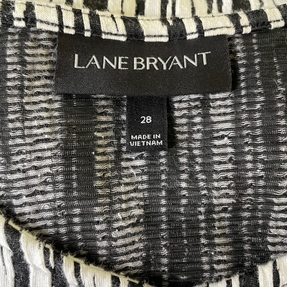 Lane Bryant Womens Black White Striped Sleeveless Belted Dress Plus Size 28 u - Picture 2 of 11